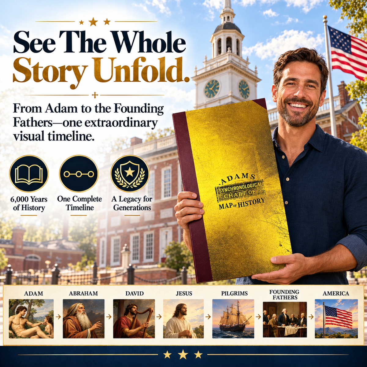 📜 Adams Time Chart 3.0 – 23-Ft Fold-Out Bible & World History Timeline | Premium Gold-Foil Edition
