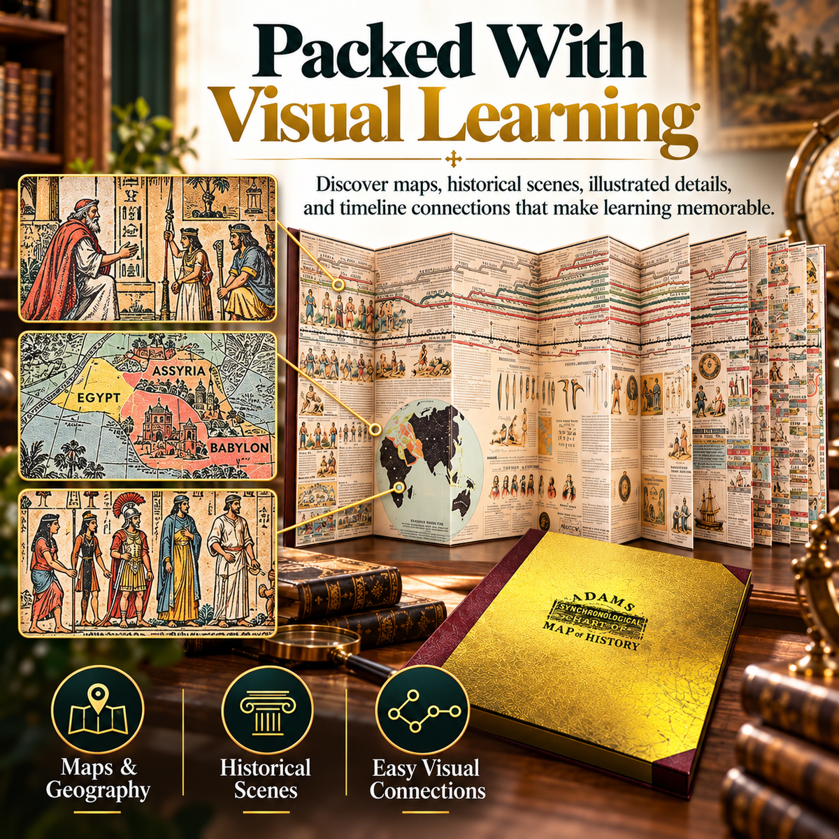 📜 Adams Time Chart 3.0 – 23-Ft Fold-Out Bible & World History Timeline | Premium Gold-Foil Edition
