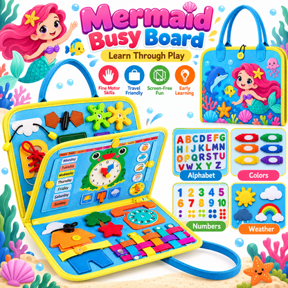 🧠 Montessori Busy Board for Toddlers – Interactive Sensory Learning Toy 🎒 Screen-Free Educational Activity Book