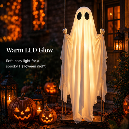 🎃FLASH SALE 55% OFF👻 5FT Light-Up Swinging Ghost⚡Bring Your Porch to Life