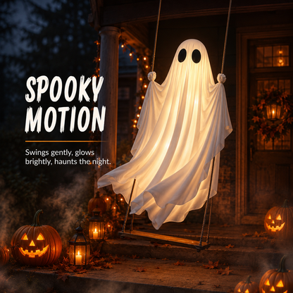 🎃FLASH SALE 55% OFF👻 5FT Light-Up Swinging Ghost⚡Bring Your Porch to Life