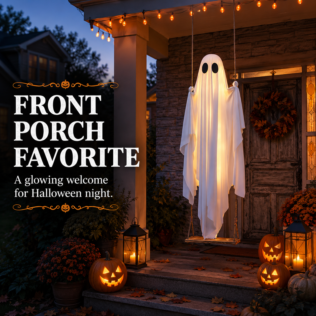 🎃FLASH SALE 55% OFF👻 5FT Light-Up Swinging Ghost⚡Bring Your Porch to Life