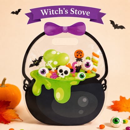 20-Pack Pumpkin Halloween Treat Bags – Resealable Clear Party Favour Bags with Handles