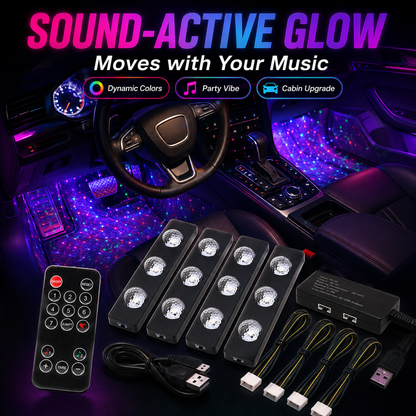 ✨7-Color Car USB Foot Star LED Ambient Light with Remote Control, Star Lights For Car
