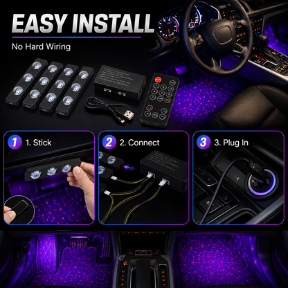 ✨7-Color Car USB Foot Star LED Ambient Light with Remote Control, Star Lights For Car