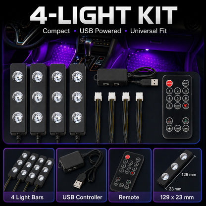 ✨7-Color Car USB Foot Star LED Ambient Light with Remote Control, Star Lights For Car