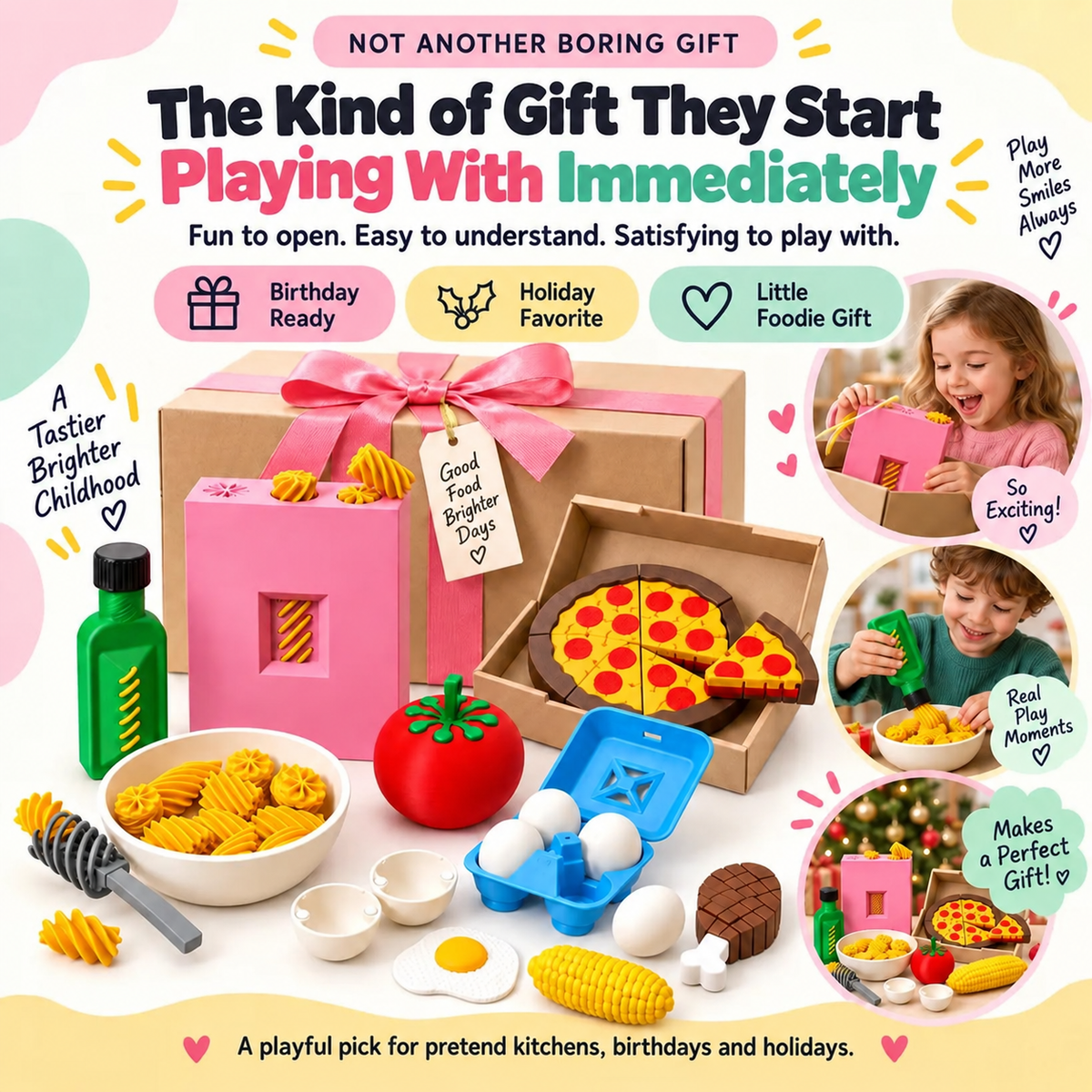 🥣3D Pretend Food Play Set – Interactive Pasta Kitchen Toys