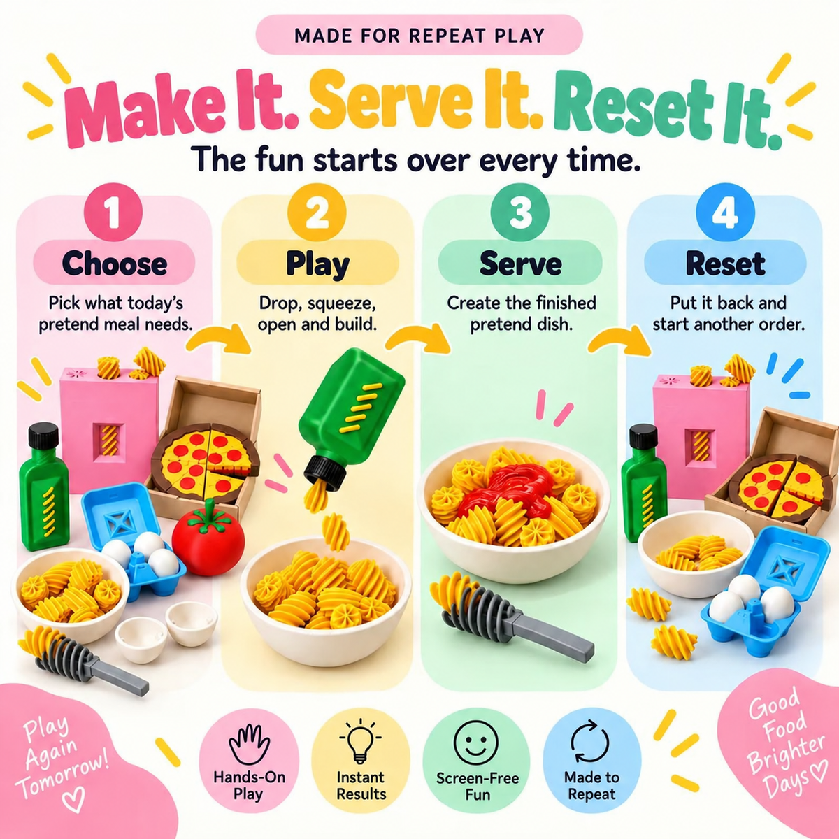 🥣3D Pretend Food Play Set – Interactive Pasta Kitchen Toys