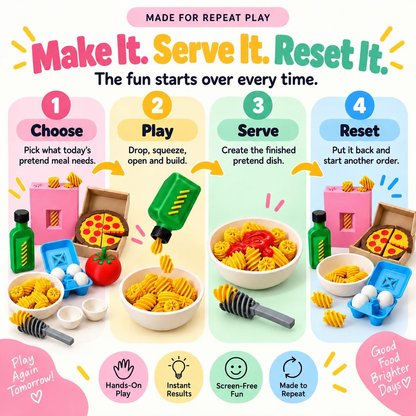 🥣3D Pretend Food Play Set – Interactive Pasta Kitchen Toys