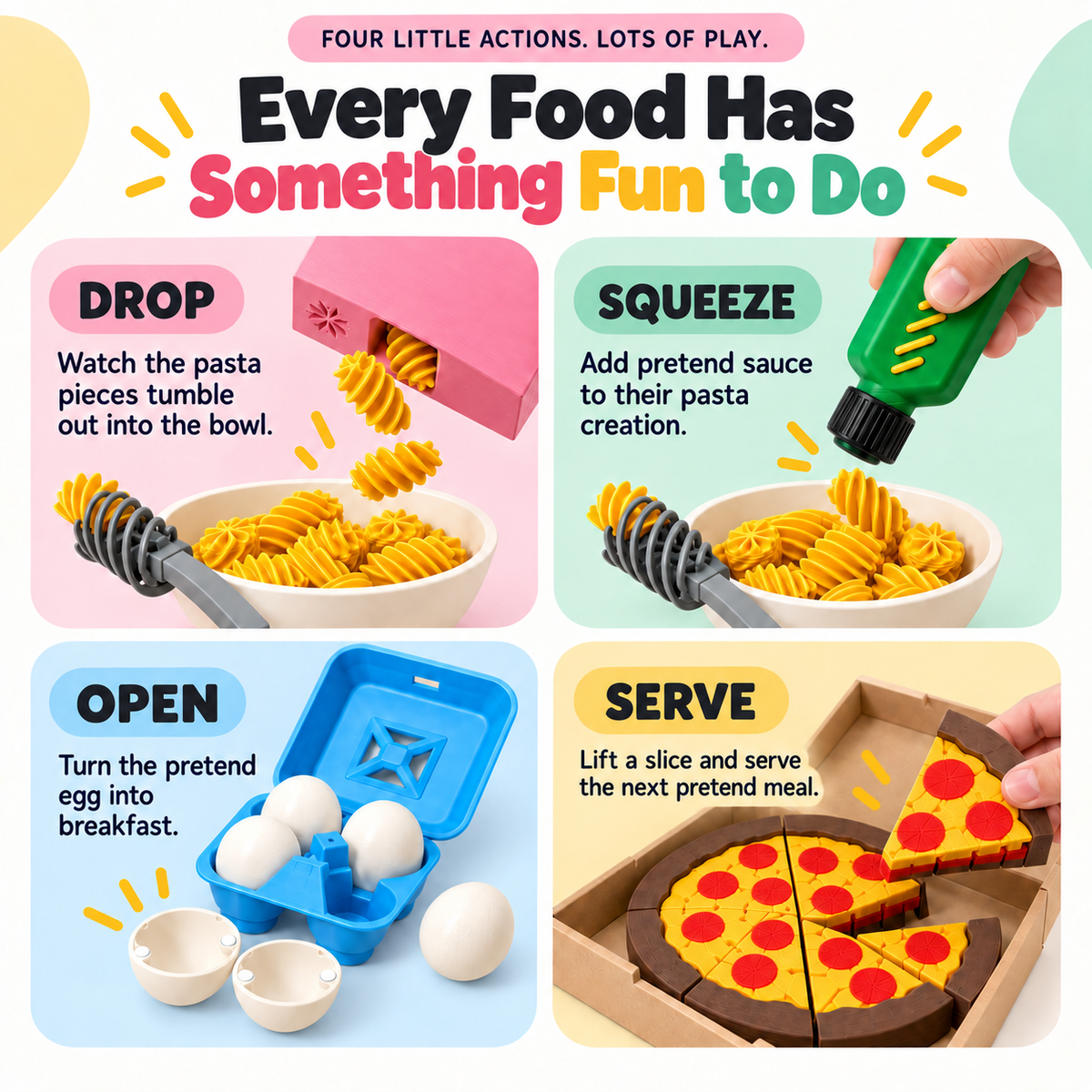 🥣3D Pretend Food Play Set – Interactive Pasta Kitchen Toys