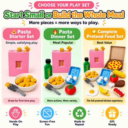 🥣3D Pretend Food Play Set – Interactive Pasta Kitchen Toys