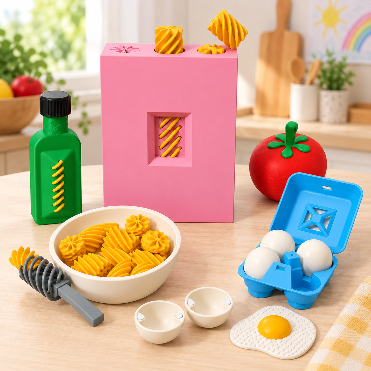 🥣3D Pretend Food Play Set – Interactive Pasta Kitchen Toys