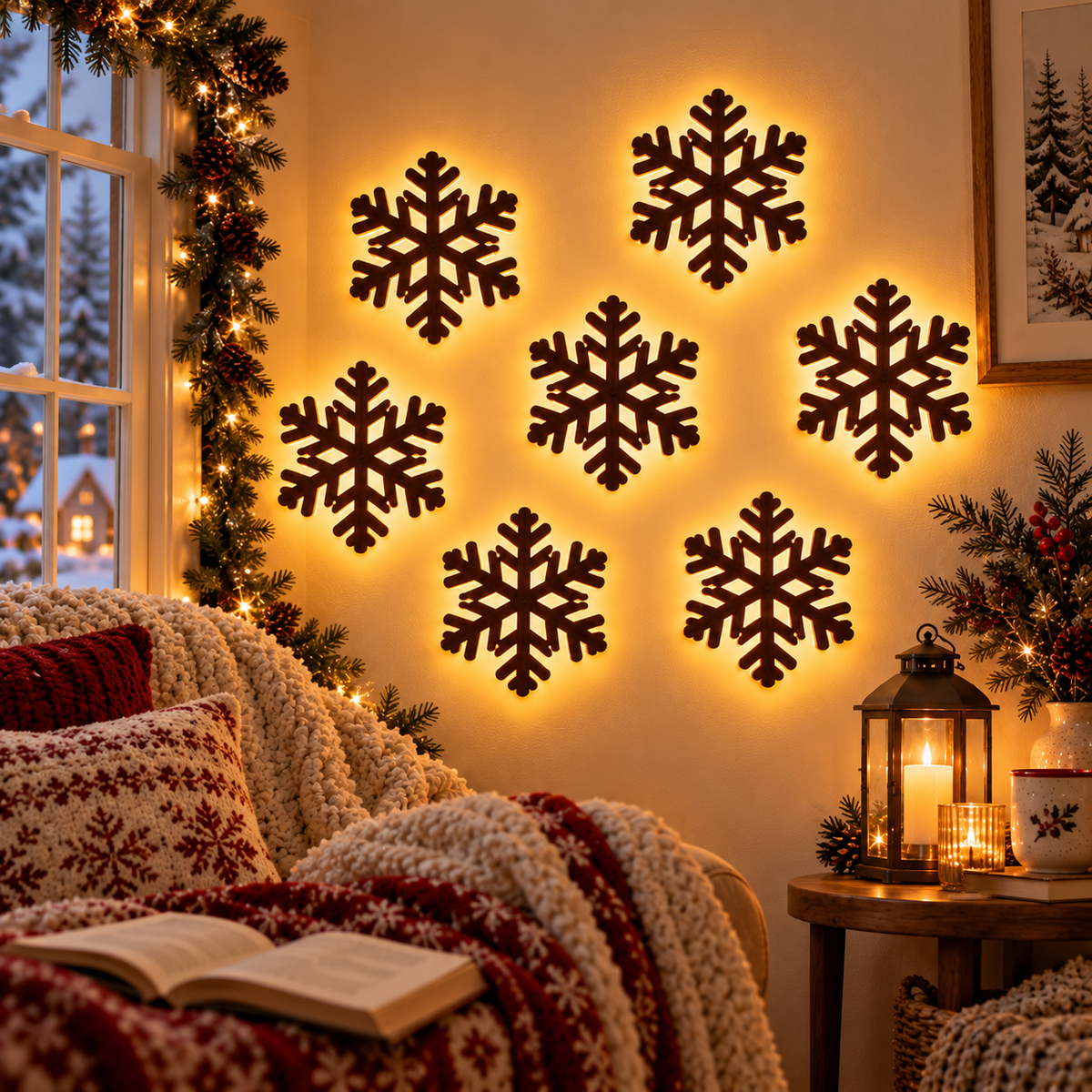 🎄 Glowing Christmas Wall Decor — 7 Holiday Styles + Remote Control