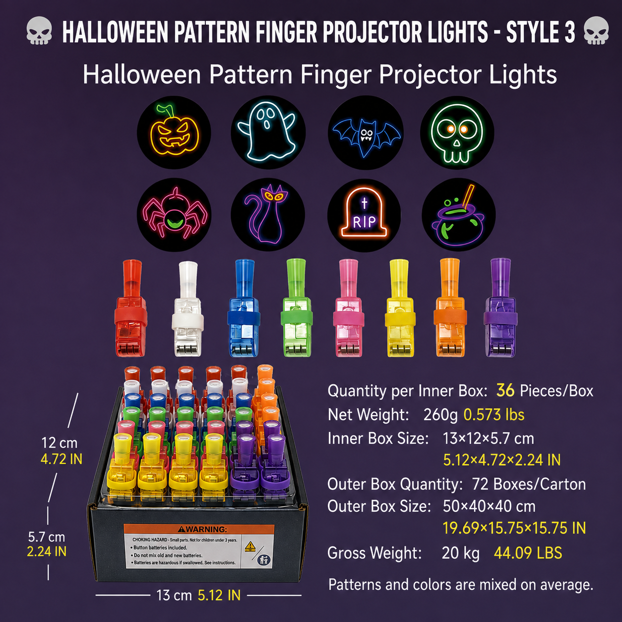 Halloween Projector Finger Lights | Fun Glowing Party Favors for Kids