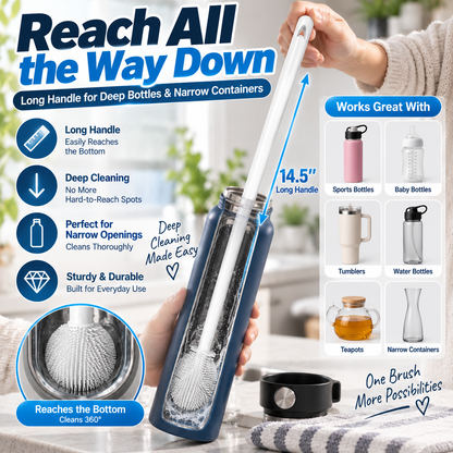 🧼360° Silicone Bottle Cleaning Brush with Long Handle