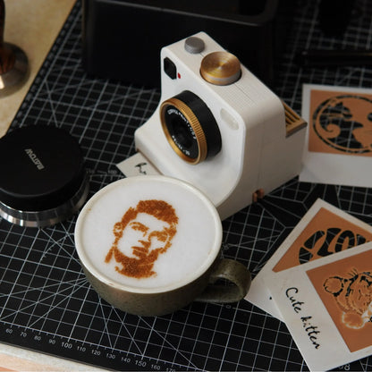 ☕ Retro Coffee Art Camera – Create Fun Coffee Designs with a Simple Press