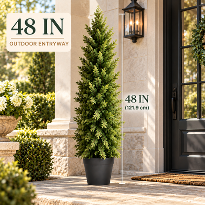 🌿 Realistic Faux Cypress Tree – A Beautiful Entrance, No Watering Needed