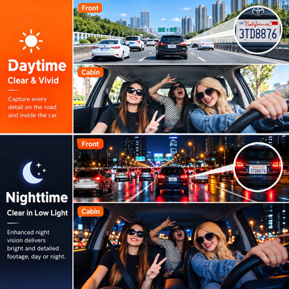 🎥 1080P HD Car Dash Camera | 🚘Infrared Night Vision, G-Sensor, Loop Recording & Adjustable Lenses