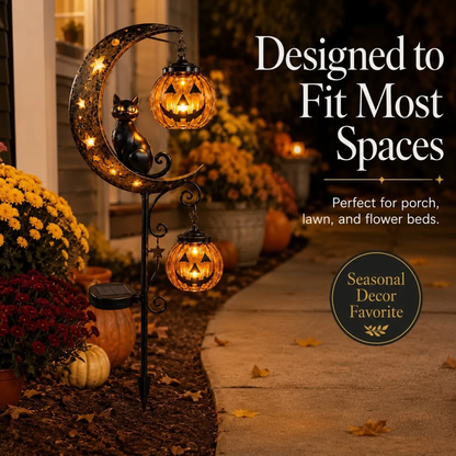🔥Last Day 70% OFF - Halloween Garden Stake Light with Black Cat & Pumpkin