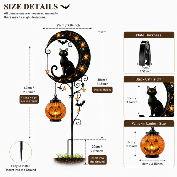 🔥Last Day 70% OFF - Halloween Garden Stake Light with Black Cat & Pumpkin