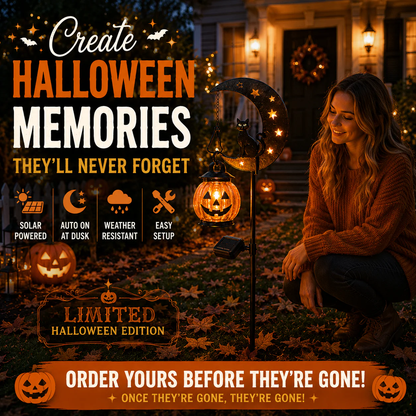 🔥Last Day 70% OFF - Halloween Garden Stake Light with Black Cat & Pumpkin