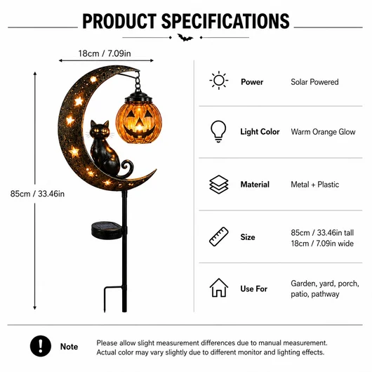 🔥Last Day 70% OFF - Halloween Garden Stake Light with Black Cat & Pumpkin