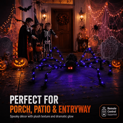 👻Halloween LED Spider Web Light & 150cm Glowing Spider Decoration🕸️ | 250 LEDs✨, 8 modes, remote control supported