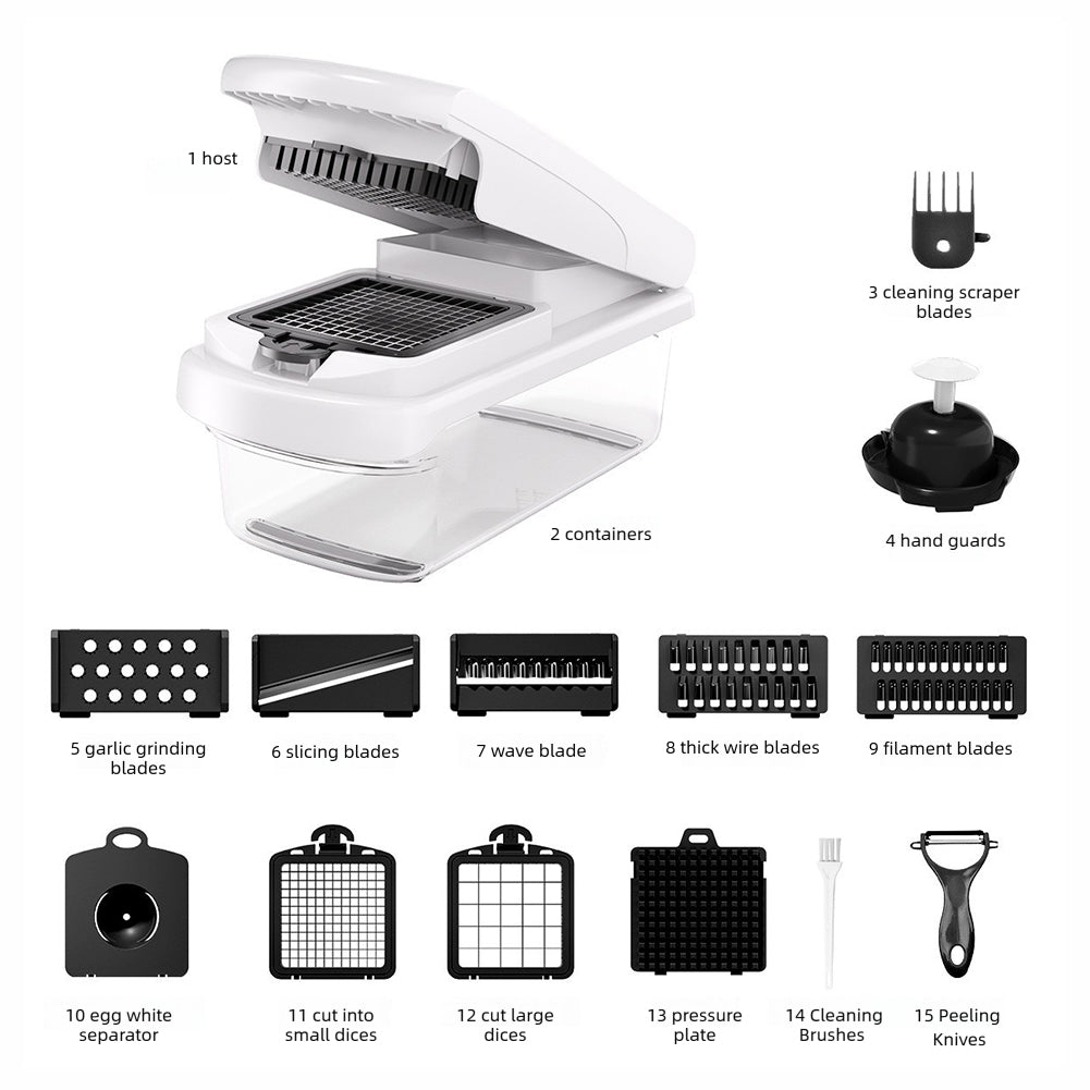 15 In 1 Multifunctional Food Cutter Vegetable Chopper 8 Different Blades With Container Slicers Dicer For Kitchen Cooking