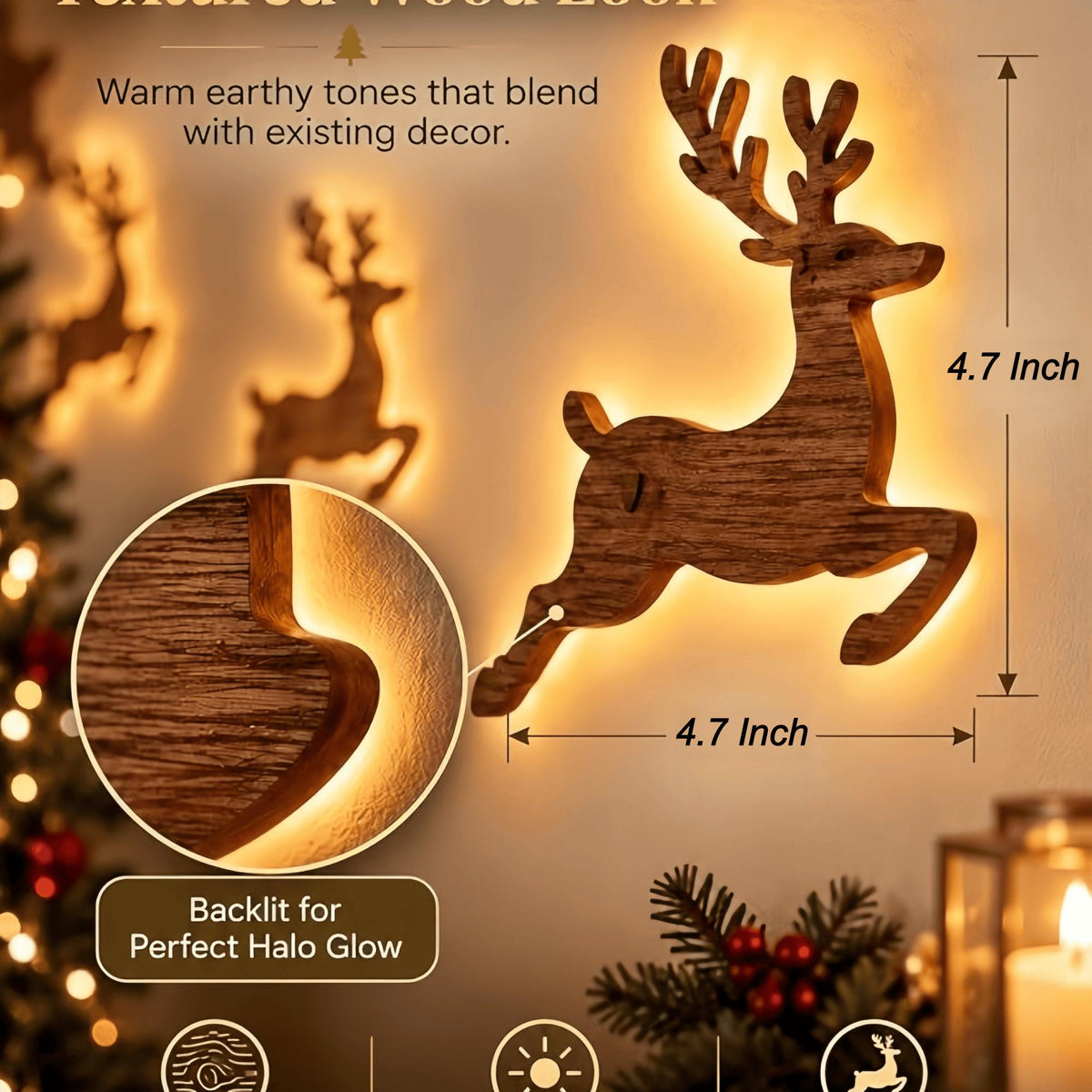 🎄 Glowing Christmas Wall Decor — 7 Holiday Styles + Remote Control