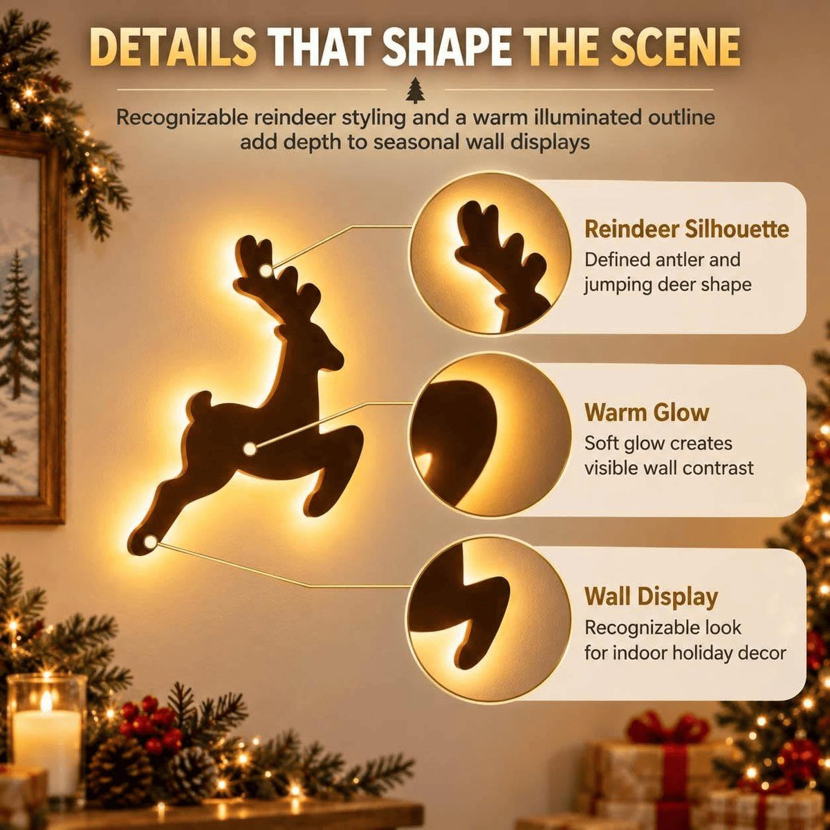 🎄 Glowing Christmas Wall Decor — 7 Holiday Styles + Remote Control