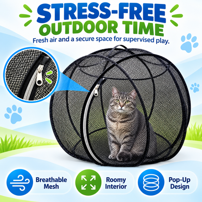 🐱 Pop-Up Cat Playpen – 32' Breathable Mesh Indoor & Outdoor Pet Enclosure