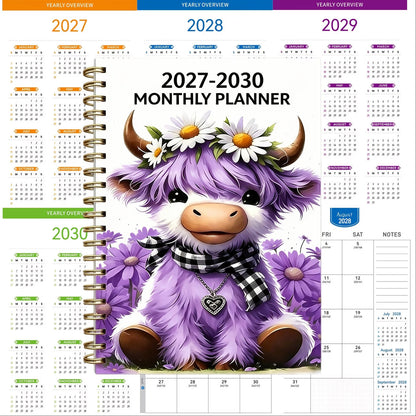 🔥Last Day 70% OFF🐮 2026-2030 Calendar 📅cartoon Highland cow themed cover design, annual calendar planning, 60 month labels