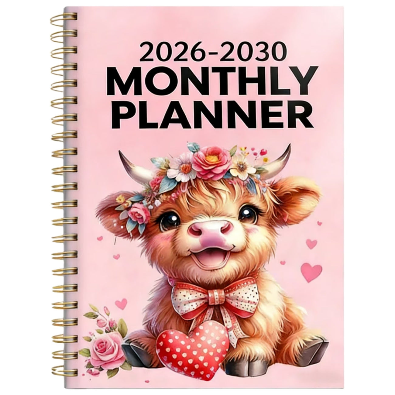 🔥Last Day 70% OFF🐮 2026-2030 Calendar 📅cartoon Highland cow themed cover design, annual calendar planning, 60 month labels
