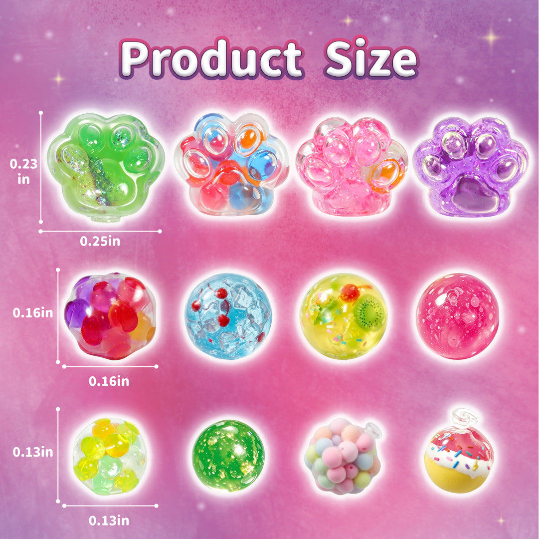 ✨ DIY Stress Ball Making Kit – 12PCS Squishy Maker Set with Beads, Glitter & Paw Molds