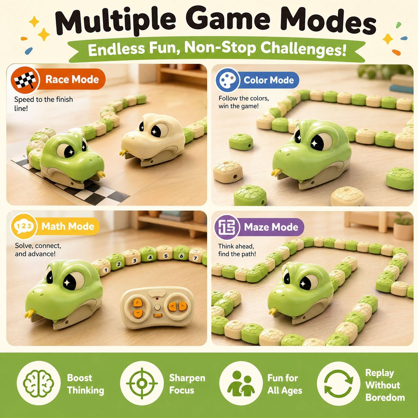 🕹️🙌🏻Magnetic Hungry Snake RC Toy🐍 – Real‑Life Classic Arcade Snake Game,2‑Player Family Kids Game🎮