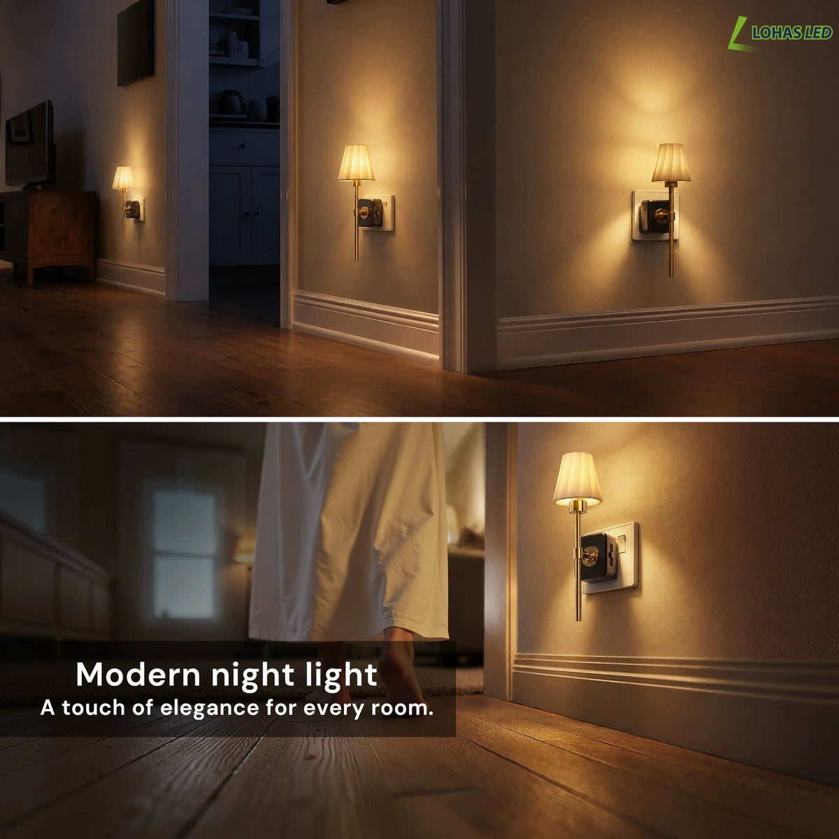 ✨ Decorative Dusk-to-Dawn Plug-In Night Light — 3000K Warm Glow & 0–100% Dimmable