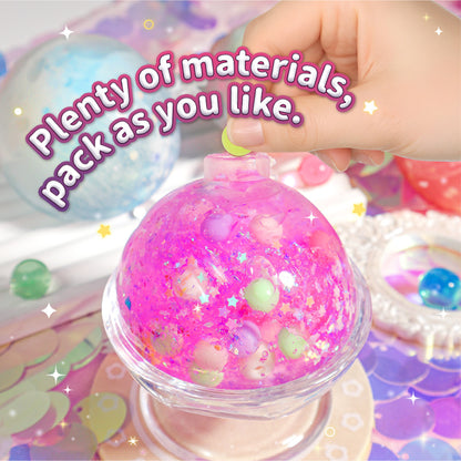 ✨ DIY Stress Ball Making Kit – 12PCS Squishy Maker Set with Beads, Glitter & Paw Molds