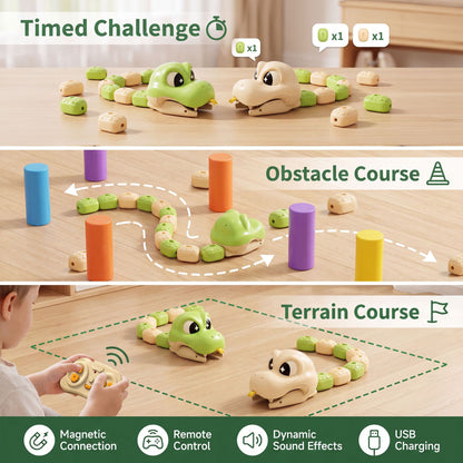 🕹️🙌🏻Magnetic Hungry Snake RC Toy🐍 – Real‑Life Classic Arcade Snake Game,2‑Player Family Kids Game🎮