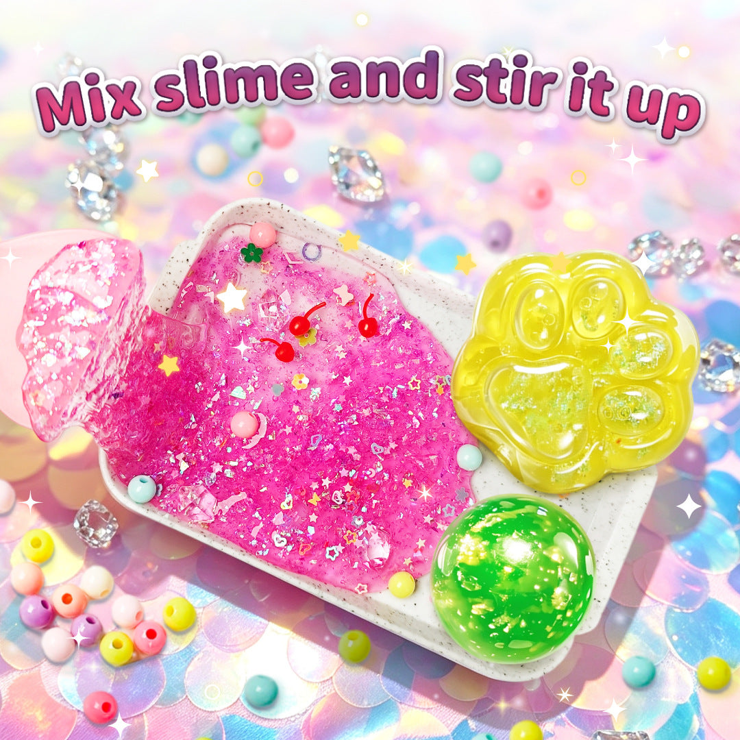 ✨ DIY Stress Ball Making Kit – 12PCS Squishy Maker Set with Beads, Glitter & Paw Molds