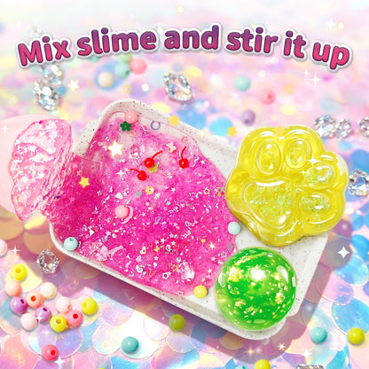 ✨ DIY Stress Ball Making Kit – 12PCS Squishy Maker Set with Beads, Glitter & Paw Molds