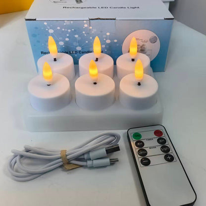 🔥6-Pack Rechargeable Tea Lights – Realistic Flicker & Remote Control