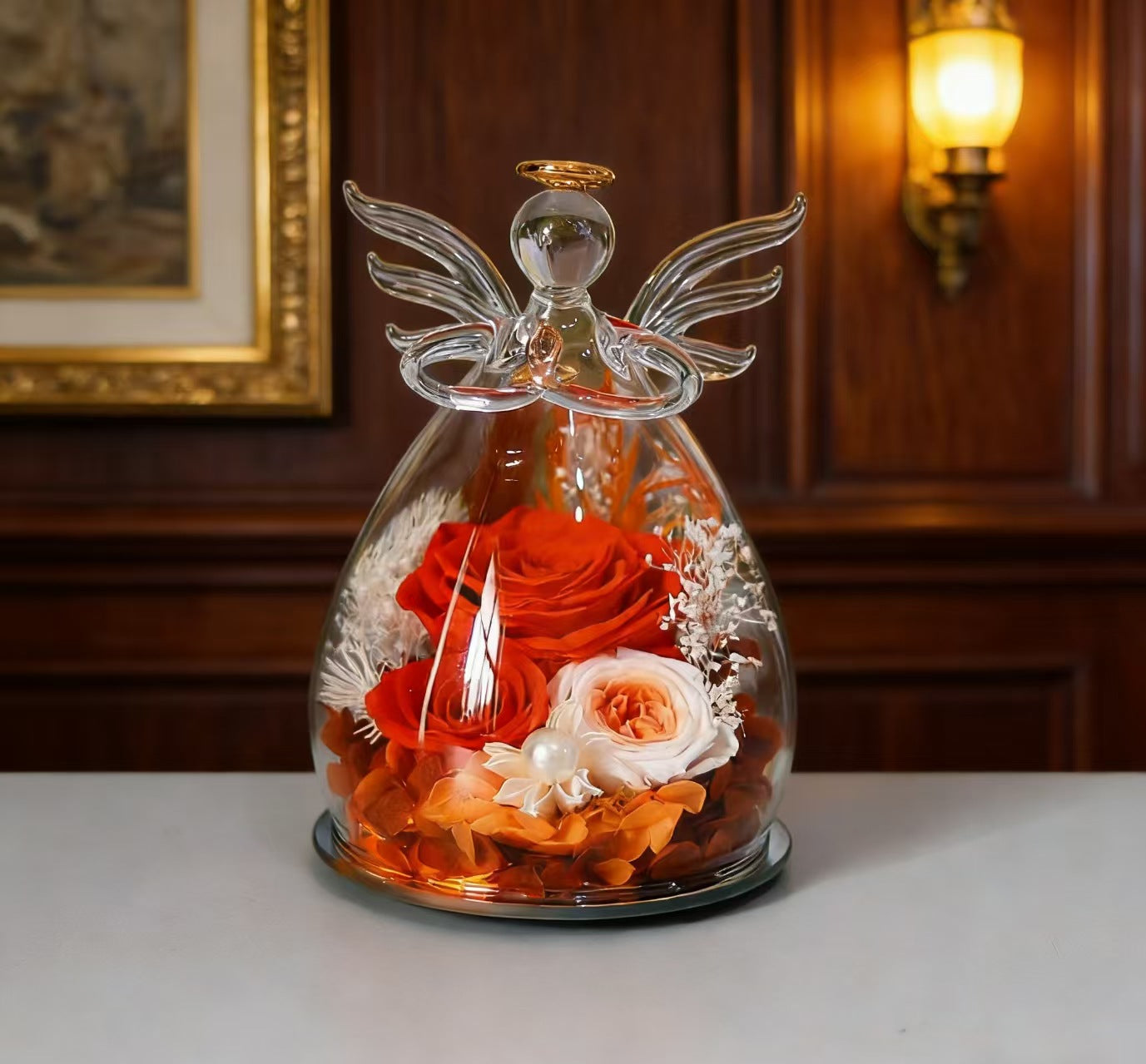 Timeless Angel Preserved Rose in Glass | Mother's Day, Birthday & Anniversary Gift for Mom, Grandma, Wife