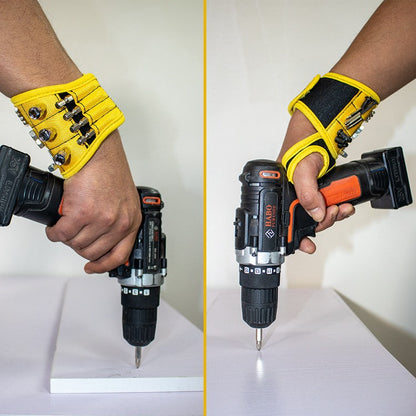 Magnetic Tool Wristband, Magnetic Wrist Holder for Screws Drill Bits Nuts, One Size for Left & Right Hand