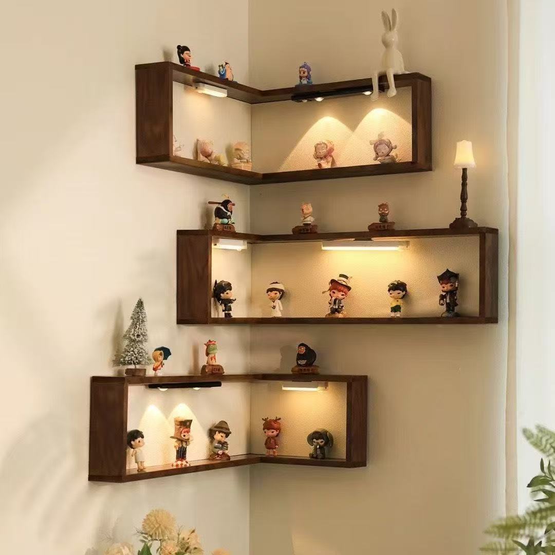 🏠 90° Corner Wall Shelf — Real Solid Wood, No Assembly Needed