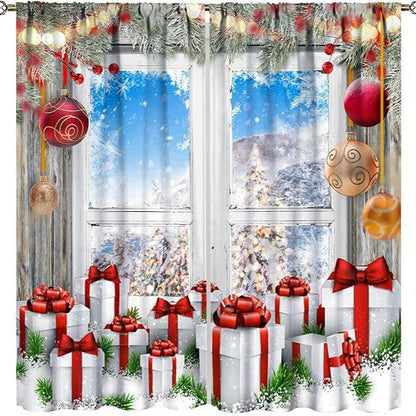 Christmas ball holiday printed curtains