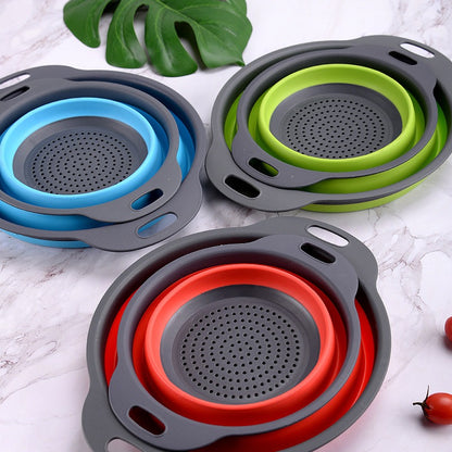 🥬3-Piece Collapsible Colander Set – Space-Saving Silicone Strainers