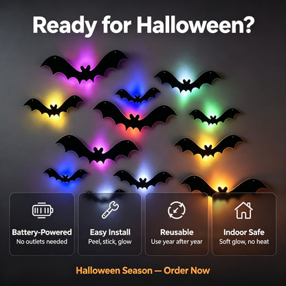 🎃 Light-Up 3D Bat Wall Stickers | Viral Halloween Yard Decor🦇🔥🔥🔥