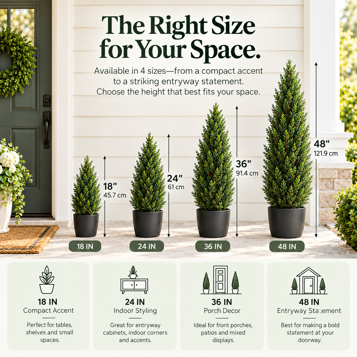 🌿 Realistic Faux Cypress Tree – A Beautiful Entrance, No Watering Needed