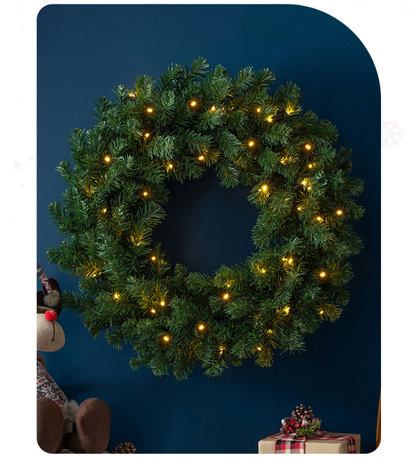 🎄 Pre-Lit Evergreen Christmas Wreath – Warm White LED Holiday Door Decor