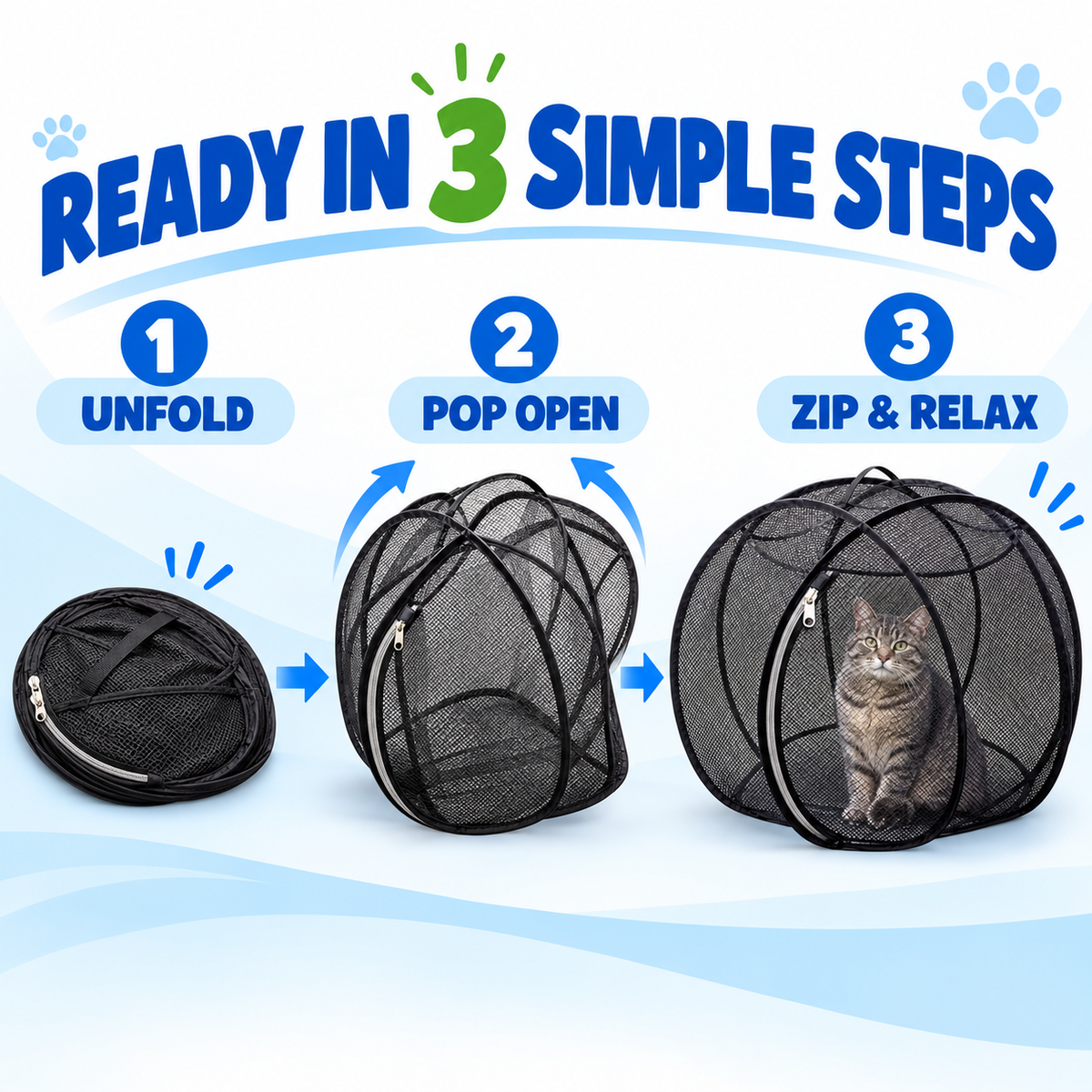 🐱 Pop-Up Cat Playpen – 32' Breathable Mesh Indoor & Outdoor Pet Enclosure